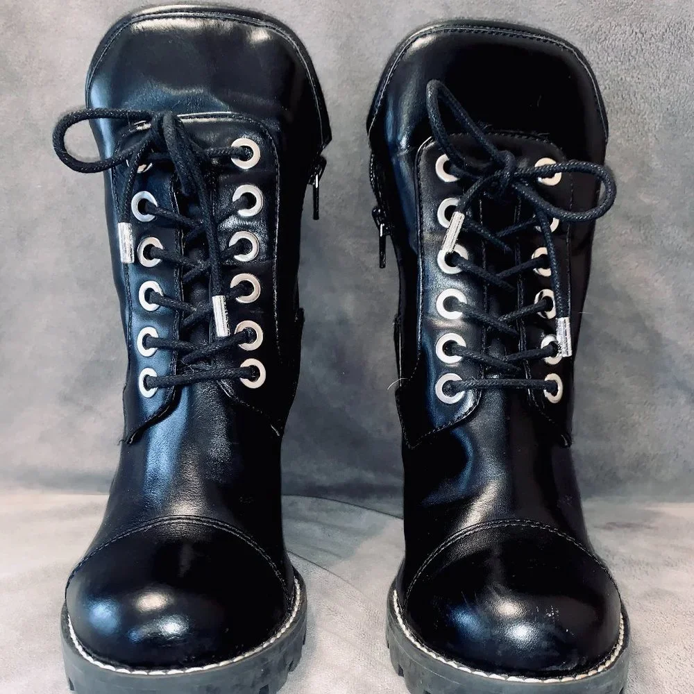 Guess Boots - Black Leather - Picture 1 of 3